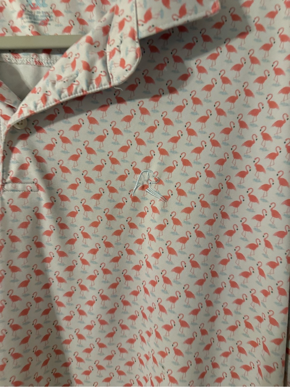 Rhoback Men's Flamingo-Print Polo - Pink on White